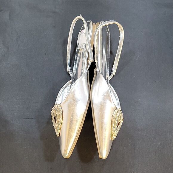 BRAND NEW PAZZLE RHINESTONE HEART DESIGN SLINGBACK FLAT - Picture 10 of 16